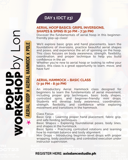 POP UP WORKSHOP (AERIAL HOOP x AERIAL HAMMOCK x POLE): LON