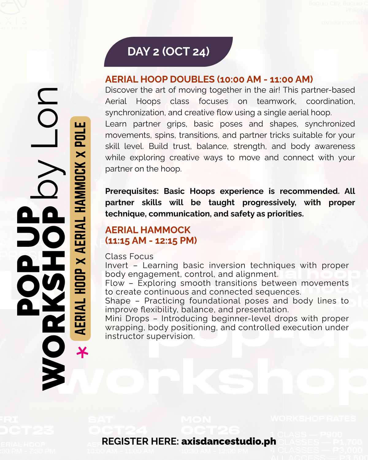 POP UP WORKSHOP (AERIAL HOOP x AERIAL HAMMOCK x POLE): LON