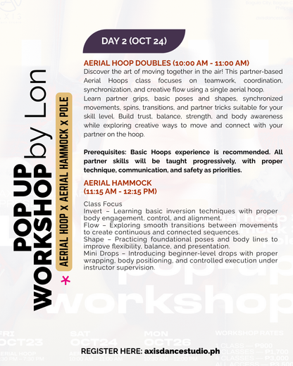 POP UP WORKSHOP (AERIAL HOOP x AERIAL HAMMOCK x POLE): LON